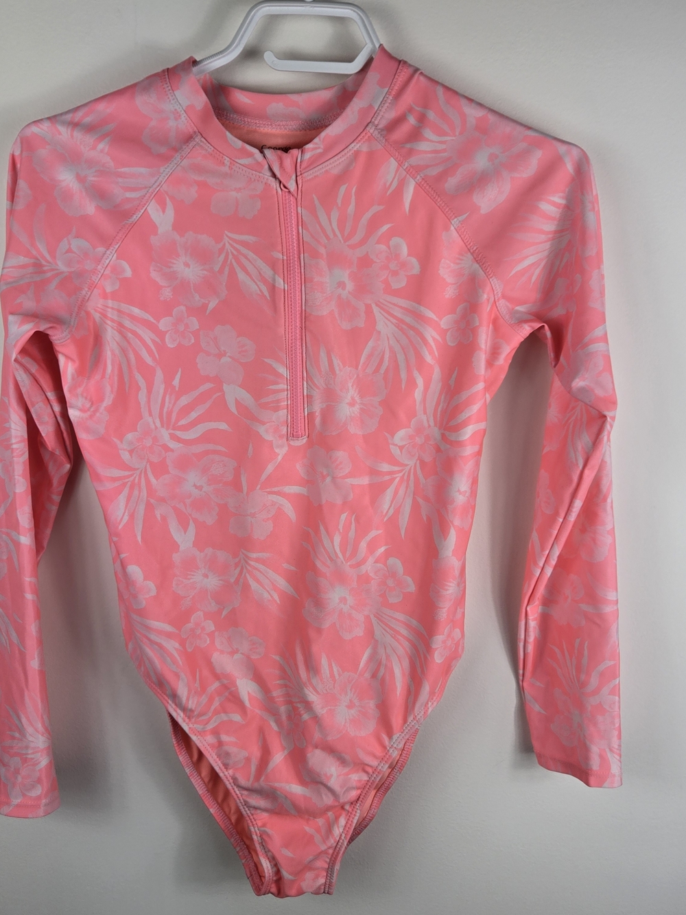 George Kids Pink Floral Rashguard Swimsuit  Surfcore Long Sleeve XL - 14/16